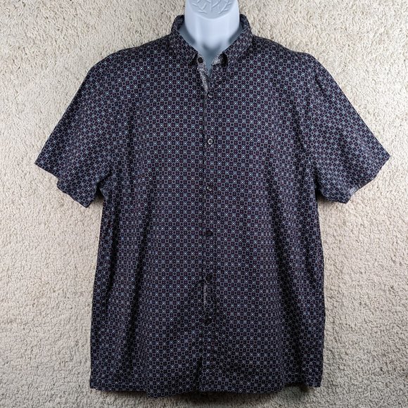 Bruno* Men's Short Sleeve Button Down Straight Hem BOHO Print Shirt~ Size‎ XL - Picture 1 of 11